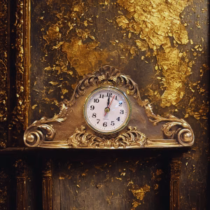 Vintage Tarzı Şömine Saati, El Boyalı Reçine Saat, Sessiz Barok Masa Saati, Fransız Köy Dekoru, Antik Hediye, Antik Gold