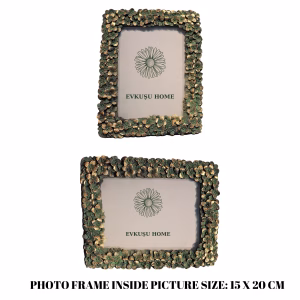 Vintage Çiçekli Resim Çerçevesi – El Boyalı Reçine Fotoğraf Çerçevesi, 20x25 cm – Düğün Hediyesi, Küf Yeşili, Ücretsiz Kargo 🚚