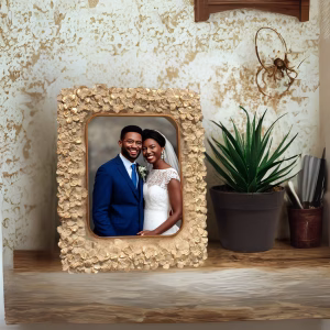 Vintage Çiçekli Resim Çerçevesi – El Boyalı Reçine Fotoğraf Çerçevesi, 20x25 cm – Düğün Hediyesi, Krem Renk, Ücretsiz Kargo 🚚