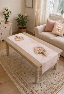 Şakayık Desenli Runner 40x140 cm | Romantik Tasarım Runner