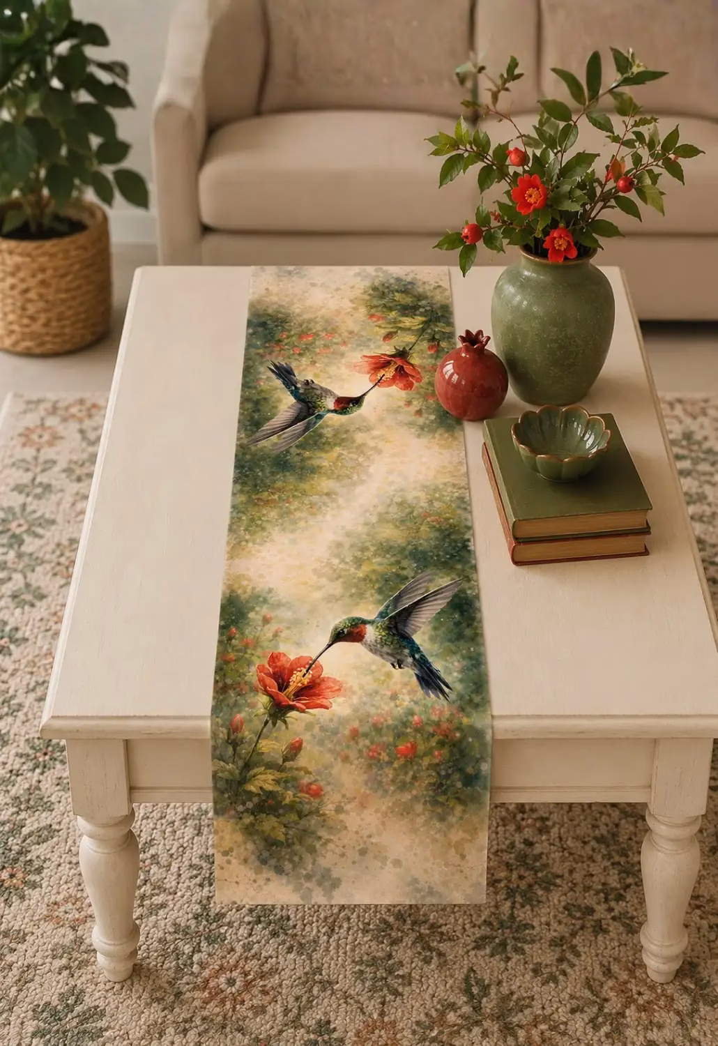 Hummingbird Garden Runner – Sinek Kuşu Desenli Dekoratif Runner